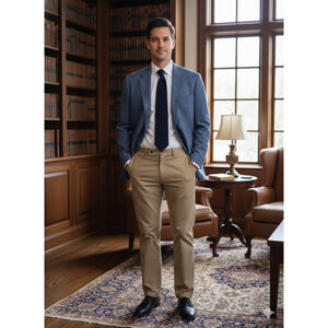 Men's Bonobos Blue Glen Plaid Cotton Blend Sport Coat Blazer Athletic Fit Sz 46R